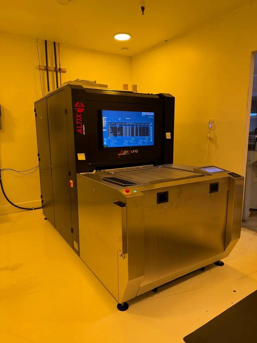 The Altix Adix Uno LED direct imager in the imaging clean room at our Burnaby plant